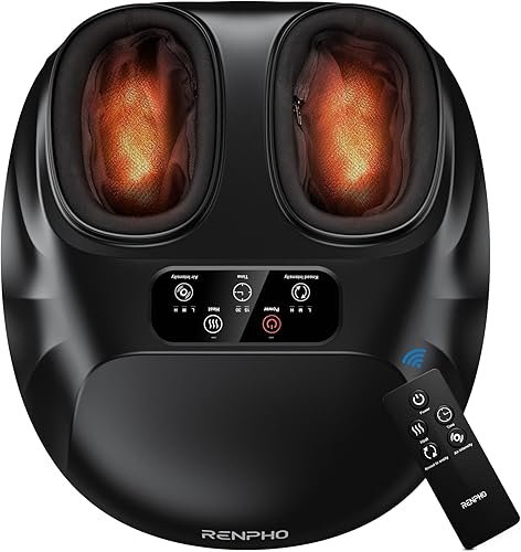RENPHO Masajeador de pies con sistema de calor y control remoto, masajeador de pies shiatsu con varios niveles de calor y masaje por amasamiento y presión, alivio la músculos fatigados