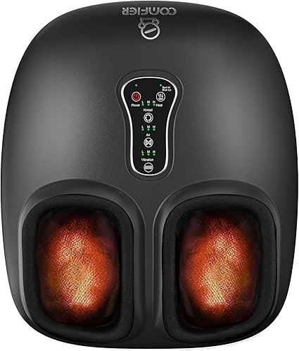 Comfier Shiatsu Masajeador Eléctrico de Pies con Calor, Vibración, Rodillos y Compresión de Aire, Masaje Shiatsu de Pies para Fascitis Plantar y Alivio del Dolor, Regalos para Mamá, Papá