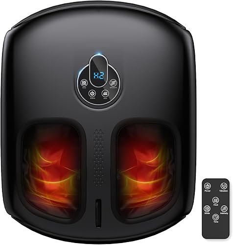 HTM Masajeador Eléctrico de Pies Shiatsu con Calor, Amasamiento Profundo, Rodillos 3D y Compresión de Aire para aliviar la fatiga de los pies – Idea de Regalo para Hombre y Mujer
